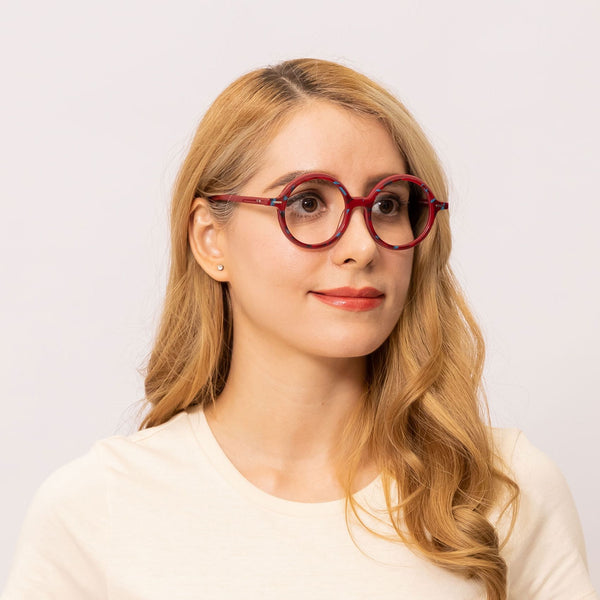 winnie round red eyeglasses frames for women side view