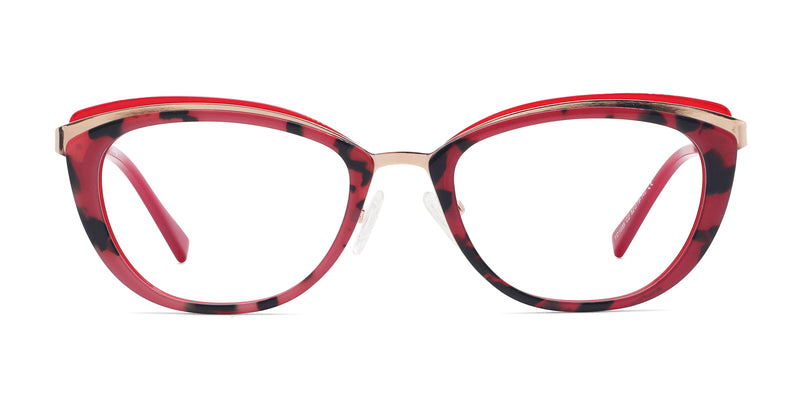 Progressive Eyeglasses Online with Largefit, Square, Full-Rim Plastic/ Metal Design — Cosmo in Black/Matte beige/floral by Eyebuydirect - Lenses