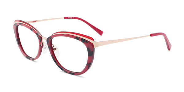 xany cat-eye red eyeglasses frames angled view
