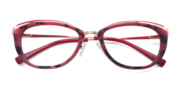 xany cat-eye red eyeglasses frames top view