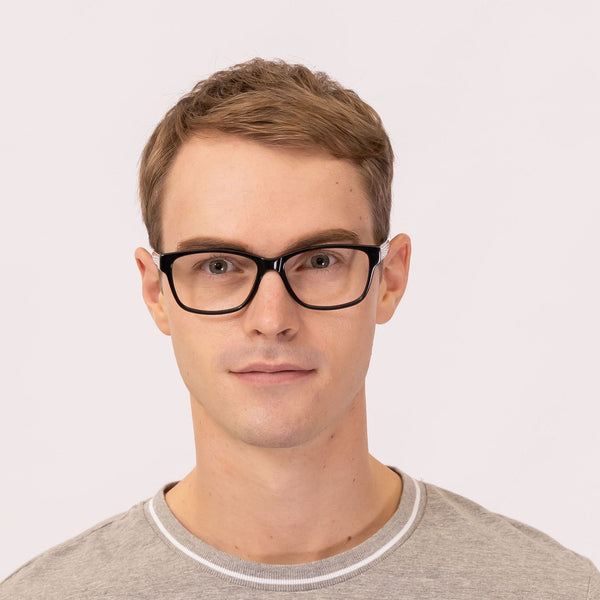 xper rectangle black eyeglasses frames for men front view