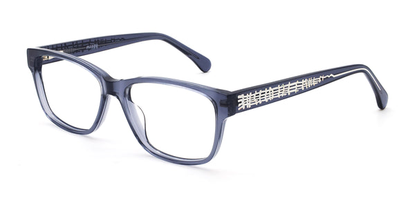 xper rectangle gray eyeglasses frames angled view