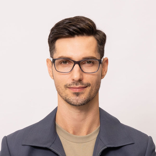 xper rectangle gray eyeglasses frames for men front view