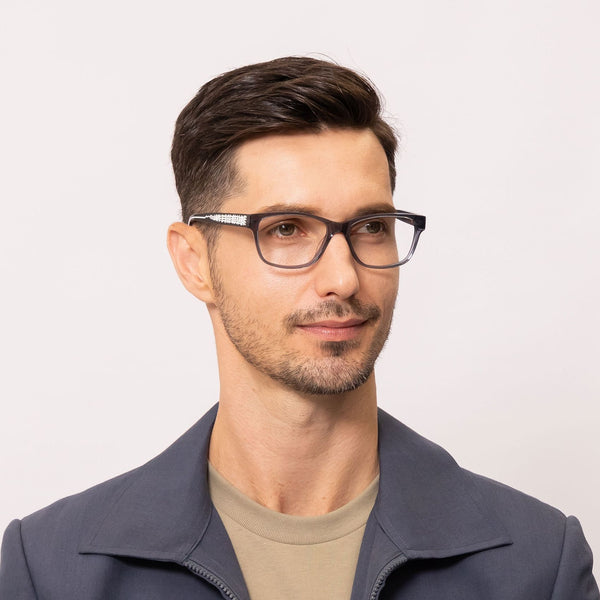 xper rectangle gray eyeglasses frames for men side view