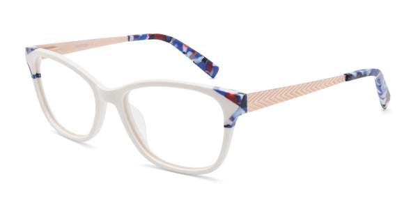 youth rectangle white eyeglasses frames angled view