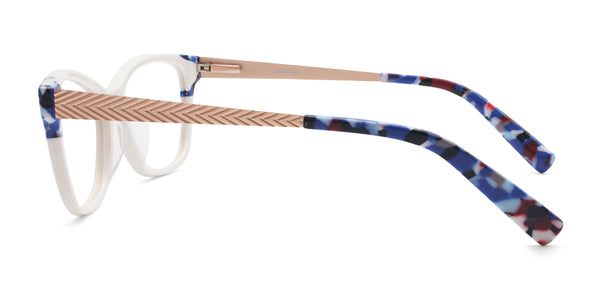 youth rectangle white eyeglasses frames side view