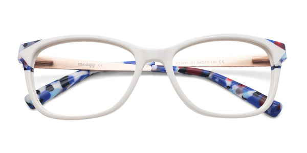 youth rectangle white eyeglasses frames top view