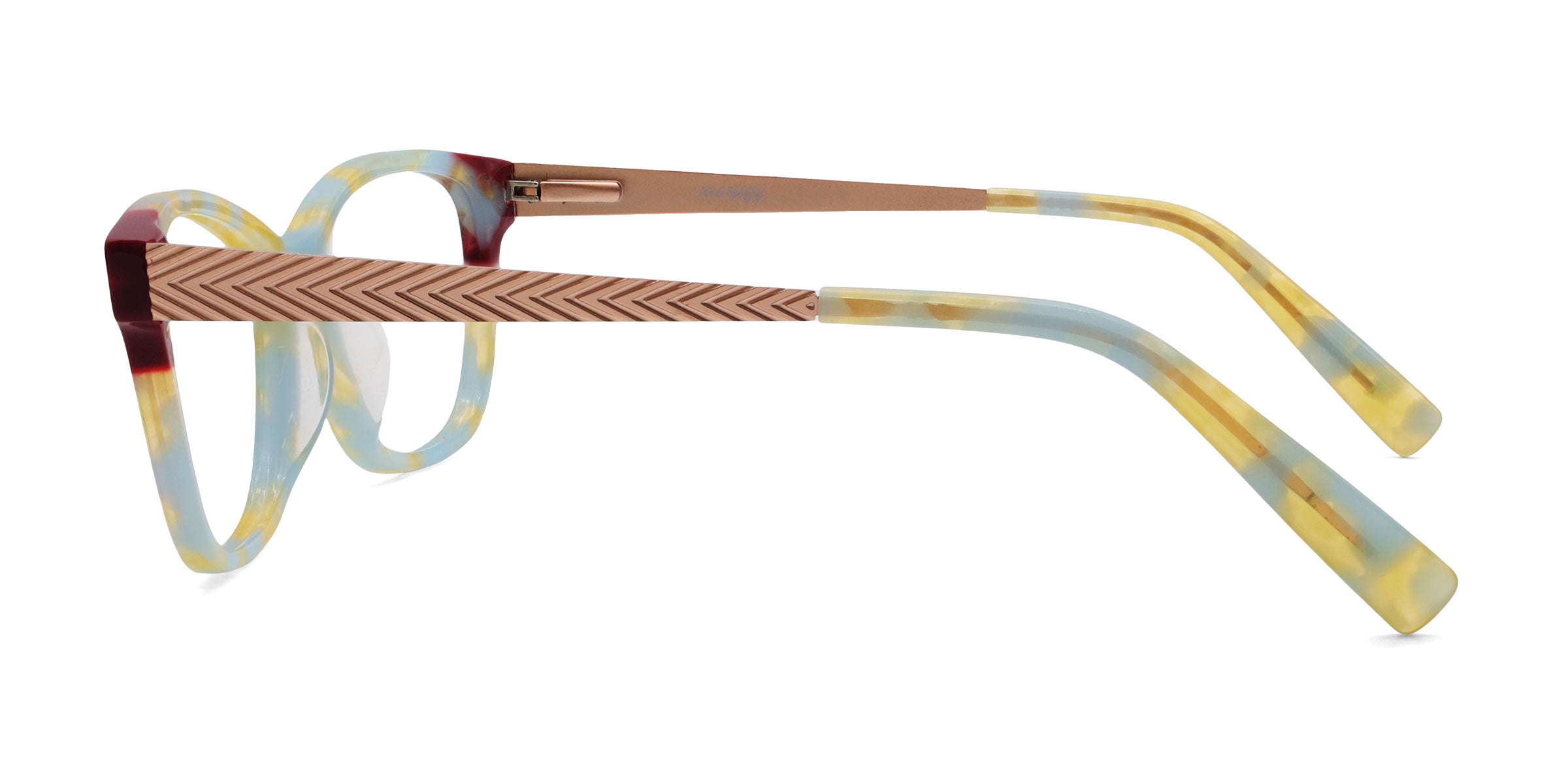 Youth Rectangle Yellow Blue eyeglasses frames side view