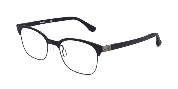 zen rectangle black eyeglasses frames angled view