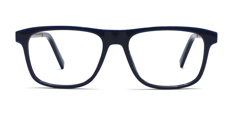 zion rectangle blue silver eyeglasses frames front view