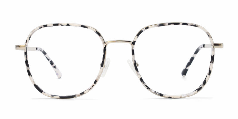 zizz geometric white black eyeglasses frames front view