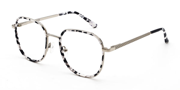 zizz geometric white black eyeglasses frames angled view