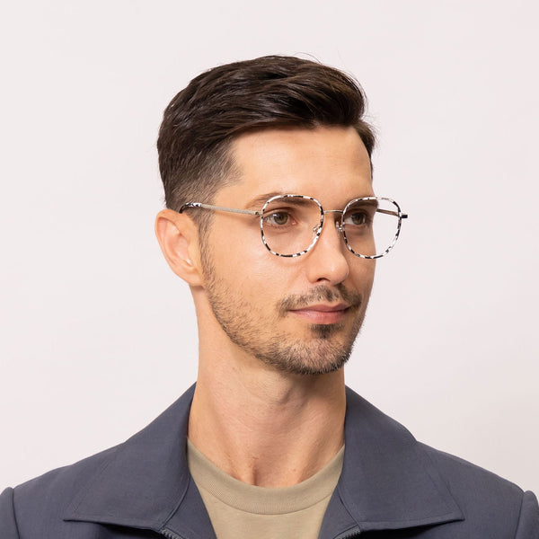 zizz geometric white black eyeglasses frames for men side view