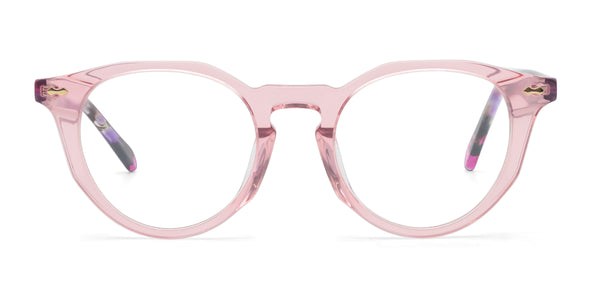 zowie oval clear pink eyeglasses frames front view