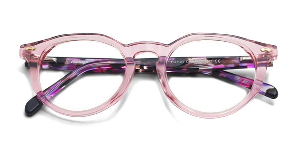 zowie oval clear pink eyeglasses frames top view