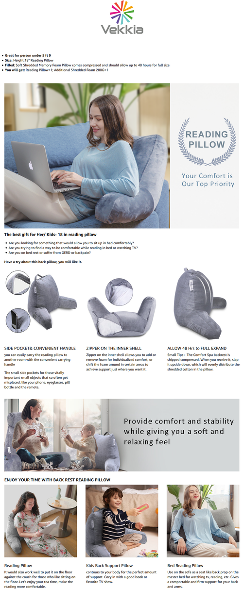 Bed Chair Backrest - Sit Comfortably In Bed To Read, Watch TV, Work, or  Relax