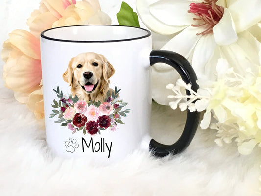 This Golden Retriever mug makes a great gift on any occasion for any dog mom or dog lover!  ➼ I t e m | S u m m a r y:  * Processing time is 2-3 Days, your mug will ship Priority Mail  * Guaranteed speed and quality   * "Golden Retriever with CUSTOM NAME" Graphic  ➼ M u g | D e t a i l s :  * Dishwasher (Top Rack) and Microwave Safe  * Ceramic Mug 15 OZ