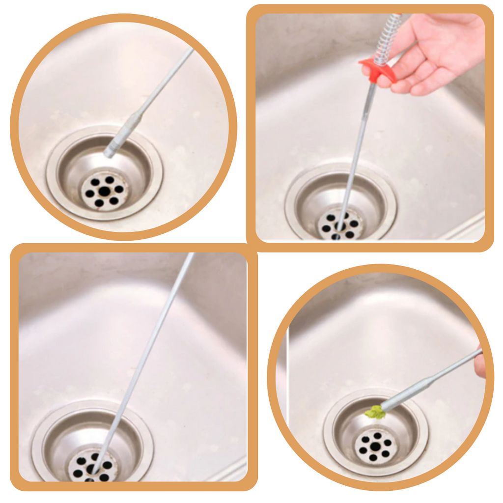 Spirale de nettoyage de tuyaux avec pince, lot de 2, nettoyage mécanique  tuyaux, WC, douche, éviers, 6mm x 3 m, argenté