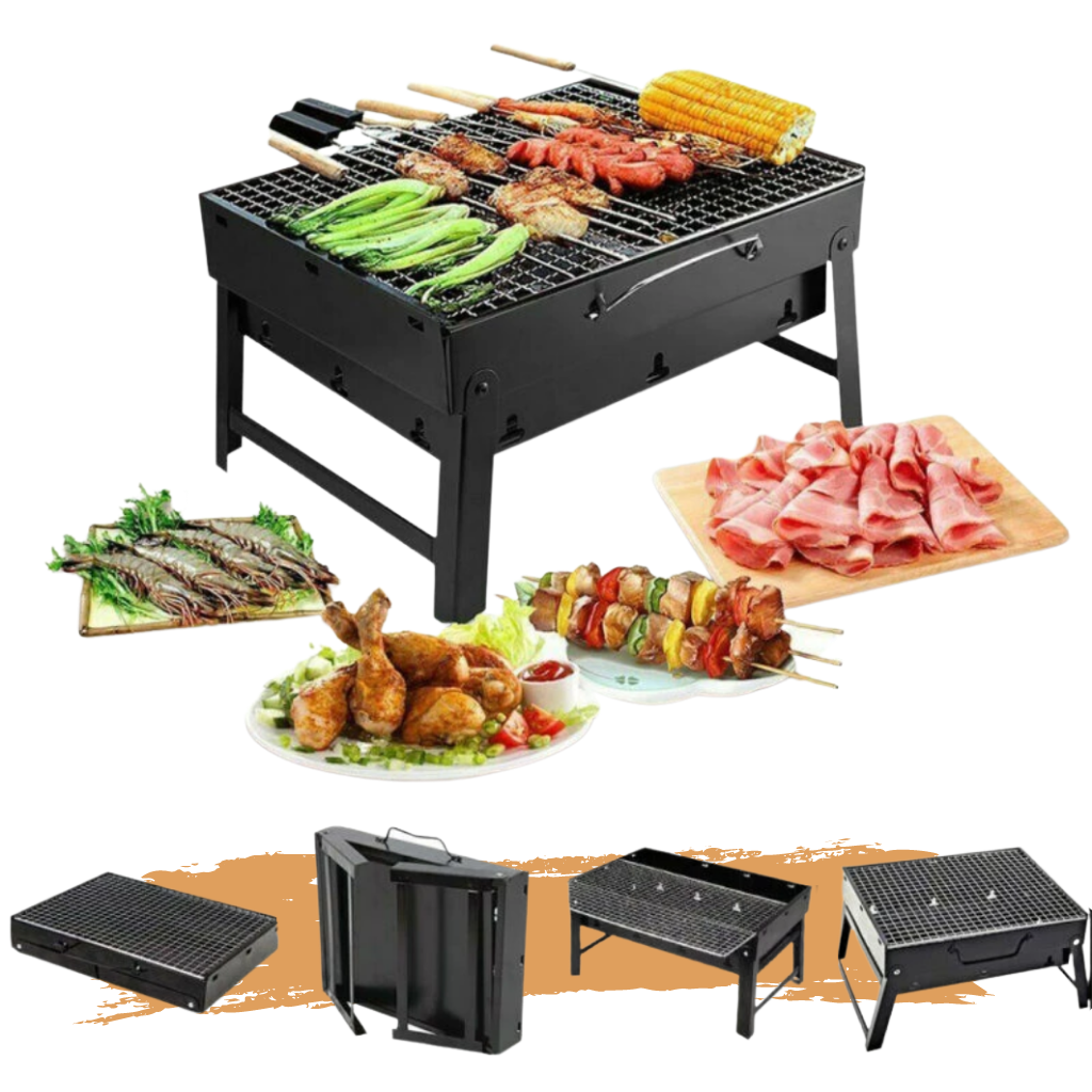 Barbecue pliable et portable avec poignée de transport. grillades en voyage - Ouistiprix