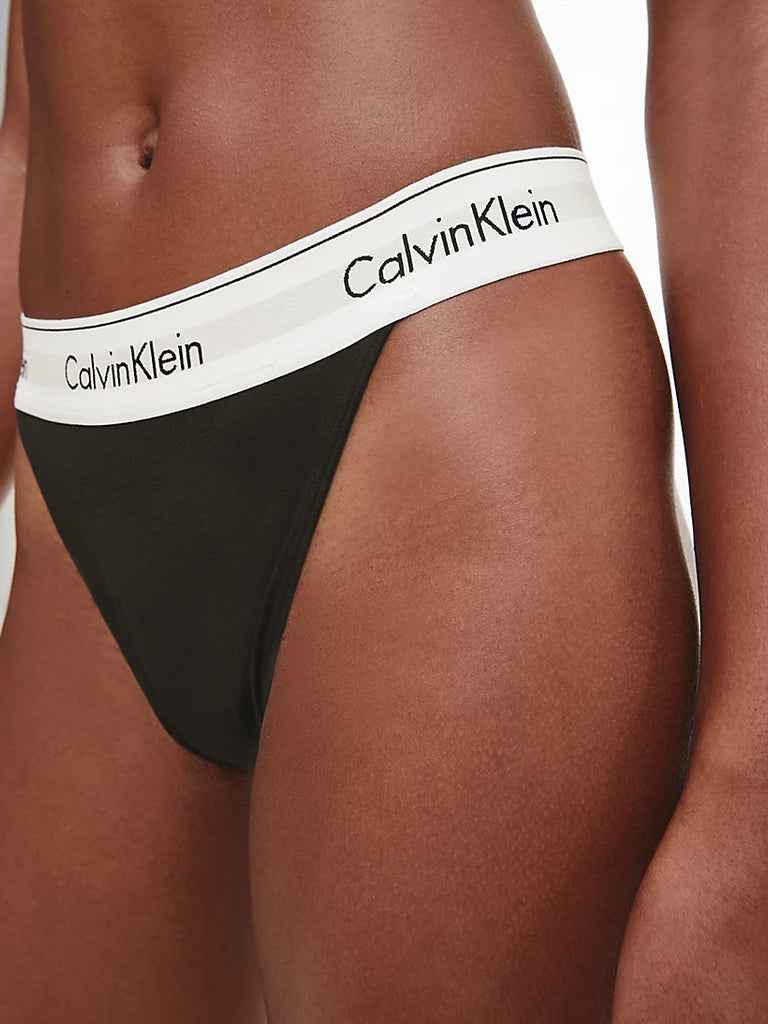 CALVIN KLEIN-MODERN COTTON - HIGH LEG TANGA BLACK – Elegant Undies