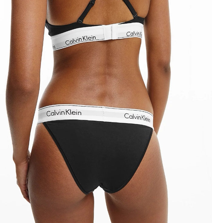 CALVIN KLEIN-MODERN COTTON - HIGH LEG TANGA BLACK – Elegant Undies