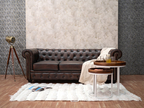 Chesterfield Traditional Three Seater Leather Sofa