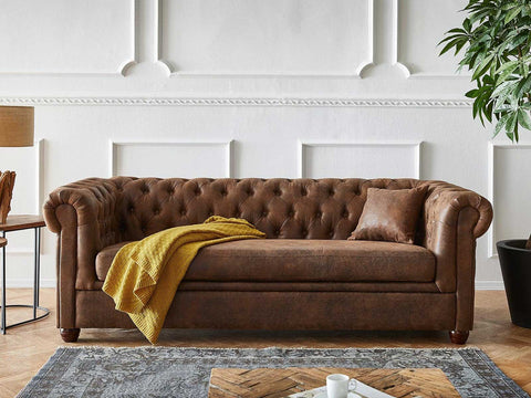 Chesterfield Vintage Brown Three Seater Sofa