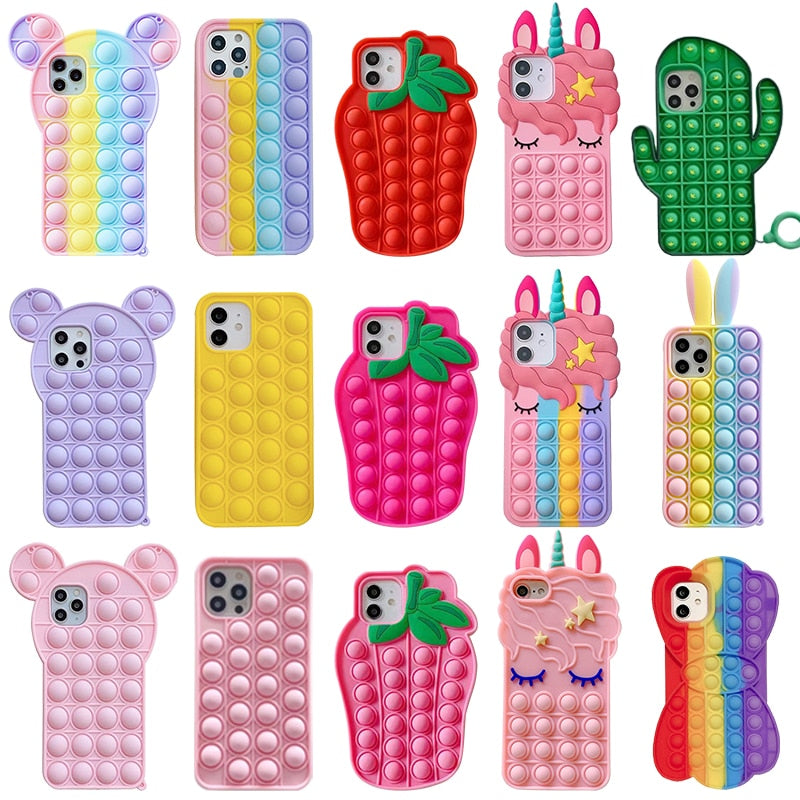 Relive Stress Pop Fidget Toys Push It Bubble Phone Case For Iphone 11 All Fancy Phone Cases