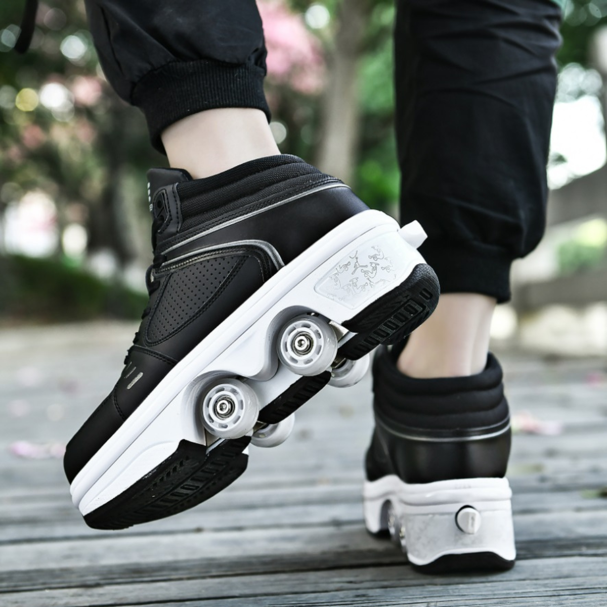 Kick Speed™ Roller Skate Shoes BLACK Edition MID / 7-LED