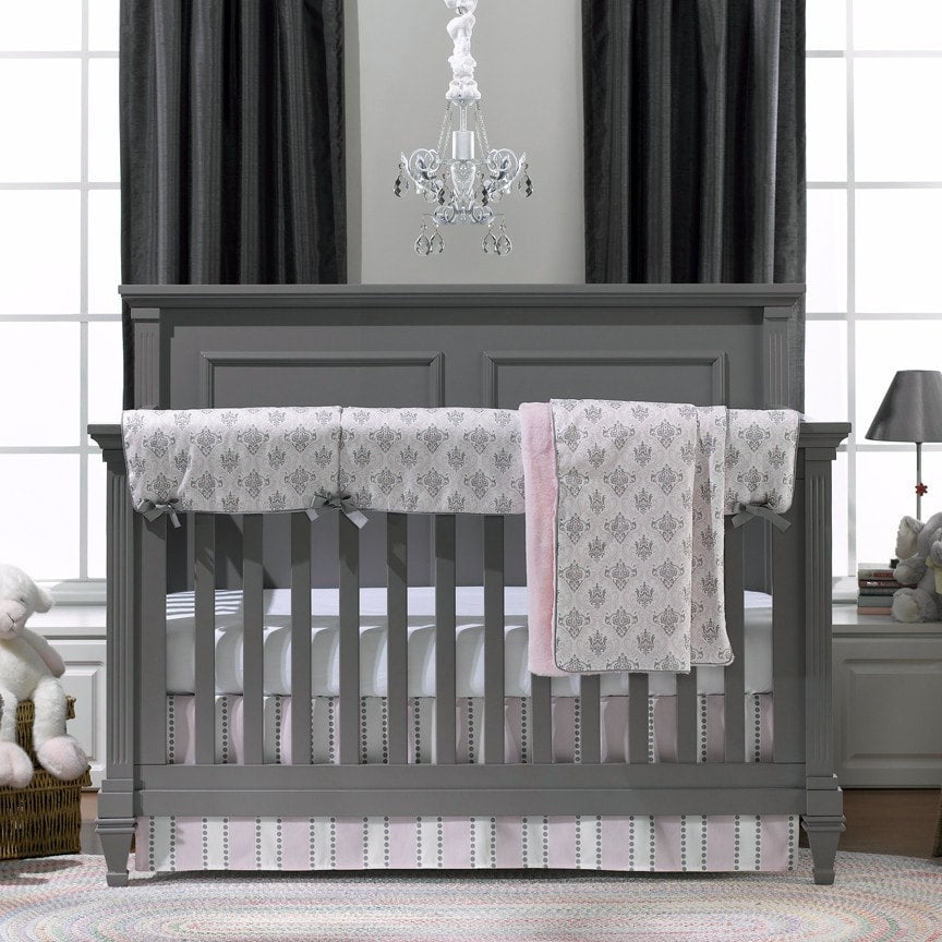 Pink and Gray Baby Bedding | Baby Girl Crib Bedding | Liz ...