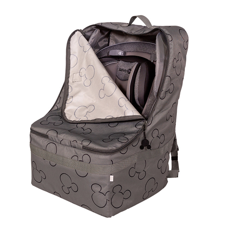 Disney Baby Ultimate Padded Backpack Car Seat Travel Bag, Mickey Grey