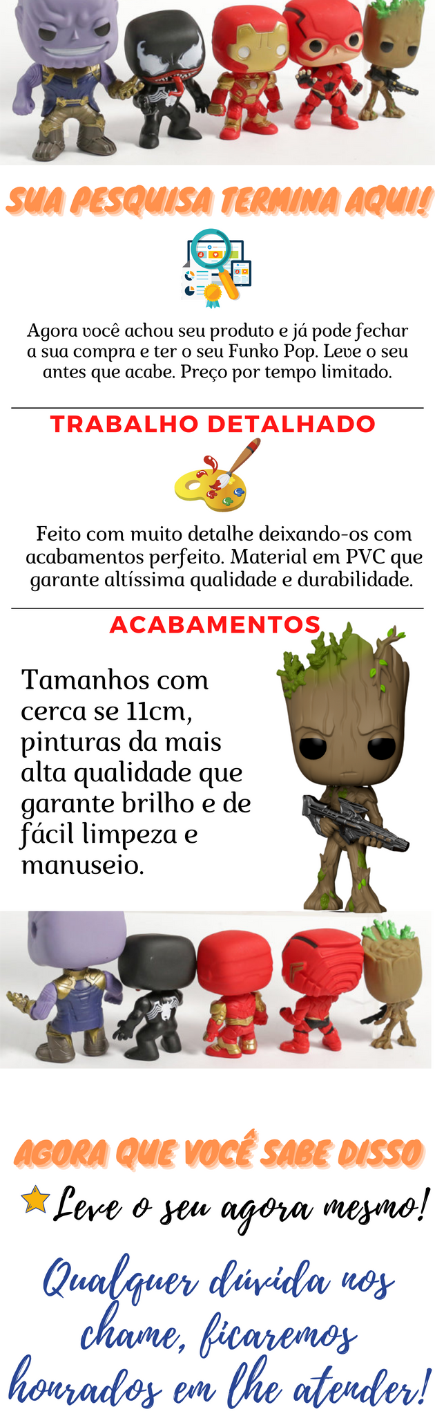 Combo Funko Pop Marvel com 9 Peças