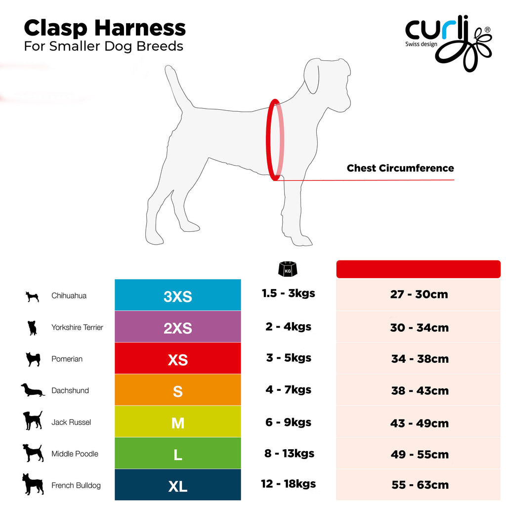 Curli Clasp Harness Sizing Guide From Pets Planet - South Africa’s No.1 ePet Store for premium pet products & online pet shopping for the best pet store near me for products like dog bowls, slow feeder, pet slow feeder, pet slow feeder bowl, pet slow feeding bowl, dog slow feeder, dog slow feeder bowl, dog slow feeding bowl, lickimat, dog beds, dog bed, dog beds on sale, takealot dog bed, dog bed takealot, washable dog bed, fluffy dog bed, calming dog bed, relaxing dog bed, anxiety dog bed, donut dog bed, iremia dog bed, pet bed, dog collar, pet collar, dog leash, pet leash, dog harness, dog harnesses, curly harness, curly dog harness, from a pet store Olivedale, pet store Bryanston, Pet Store Johannesburg, Pet store joburg, Pet Store Cape Town