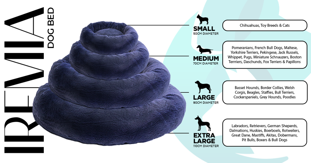IREMIA Dog Bed Sizing Guide From Pets Planet - South Africa’s No.1 ePet Store for premium pet products & online pet shopping for the best pet store near me for products like dog bowls, slow feeder, pet slow feeder, pet slow feeder bowl, pet slow feeding bowl, dog slow feeder, dog slow feeder bowl, dog slow feeding bowl, lickimat, dog beds, dog bed, dog beds on sale, takealot dog bed, dog bed takealot, washable dog bed, fluffy dog bed, calming dog bed, relaxing dog bed, anxiety dog bed, donut dog bed, iremia dog bed, pet bed, dog collar, pet collar, dog leash, pet leash, dog harness, dog harnesses, curly harness, curly dog harness, from a pet store Olivedale, pet store Bryanston, Pet Store Johannesburg, Pet store joburg, Pet Store Cape Town