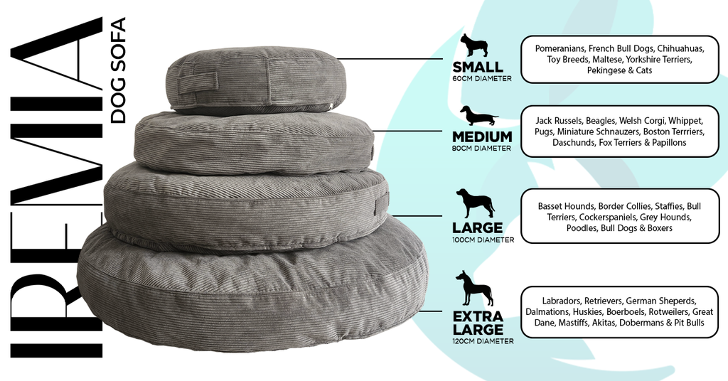 IREMIA Dog Sofa Sizing Guide From Pets Planet - South Africa’s No.1 ePet Store for premium pet products & online pet shopping for the best pet store near me for products like dog bed, dog beds, dog beds on sale, takealot dog bed, dog bed takealot, washable dog bed, fluffy dog bed, calming dog bed, relaxing dog bed, anxiety dog bed, donut dog bed, iremia dog bed, pet bed, dog sofa, dog sofas, dog sak, dogsak, pup sak, pupsak from a pet store Olivedale, pet store Bryanston, Pet Store Johannesburg, Pet store joburg, Pet Store Cape Town