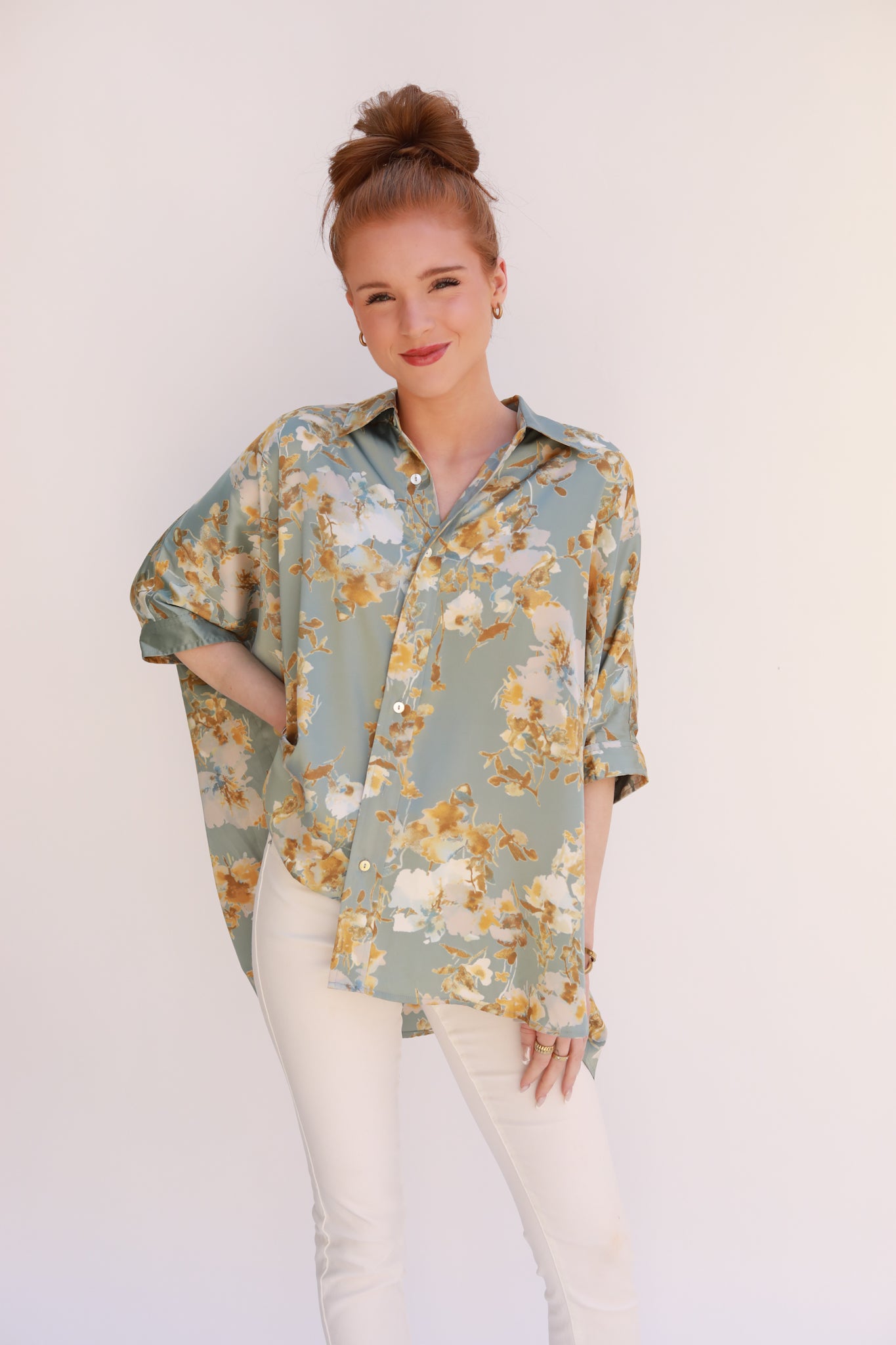 Floral Button Front Top
