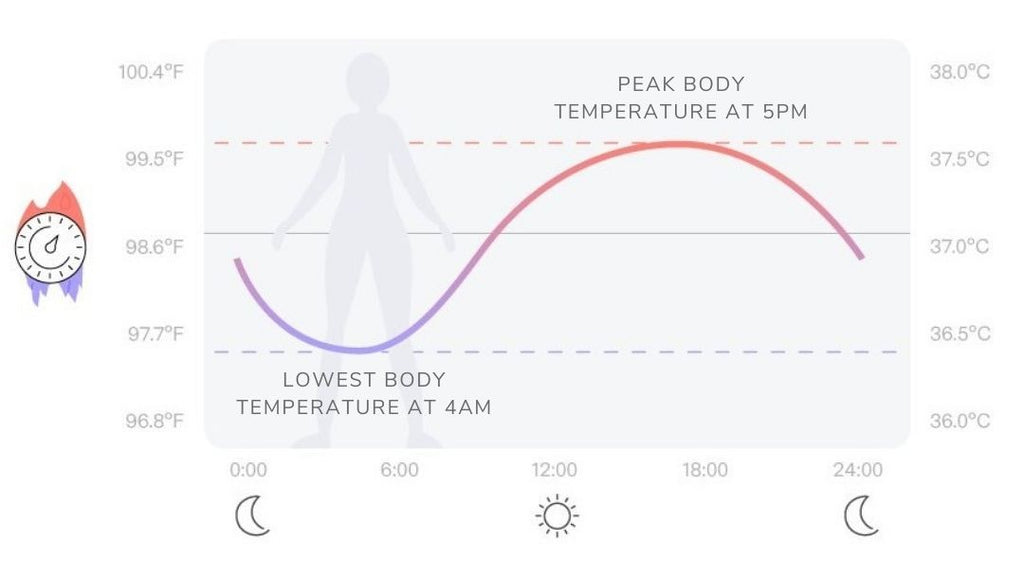 body temperature fluctuations throughout the day. lowest temperature during sleep