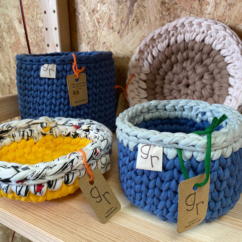 Colourful crochet baskets by Green Rhubarb
