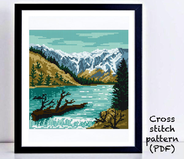 Glacier National Park Modern Cross Stitch Pattern Instant Download Pd Vladaxstitch