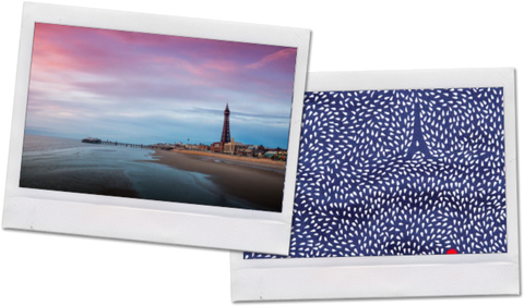 Pink sunset in Blackpool and Yawn float away print