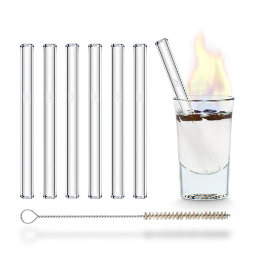 HÅLM Halm Glass Straws – 6X 12 inch Long Replacement Straw for Stanley Cup 40 oz & 30 oz Plastic-Free Cleaning Brush - Reusable Drinking Straw