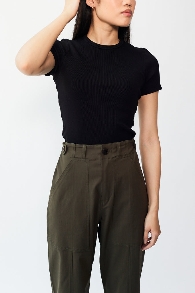 Donni Ribbed Jersey Crew Tee & Kick Flare Pants