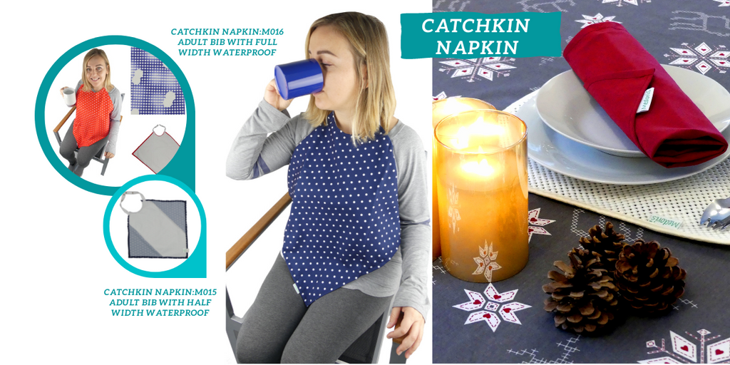 Catchkin Napkin Adult Bib With FULL Width Waterproof