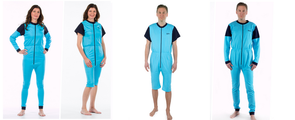 Unisex Jumpsuit-Light Blue: Front Zip