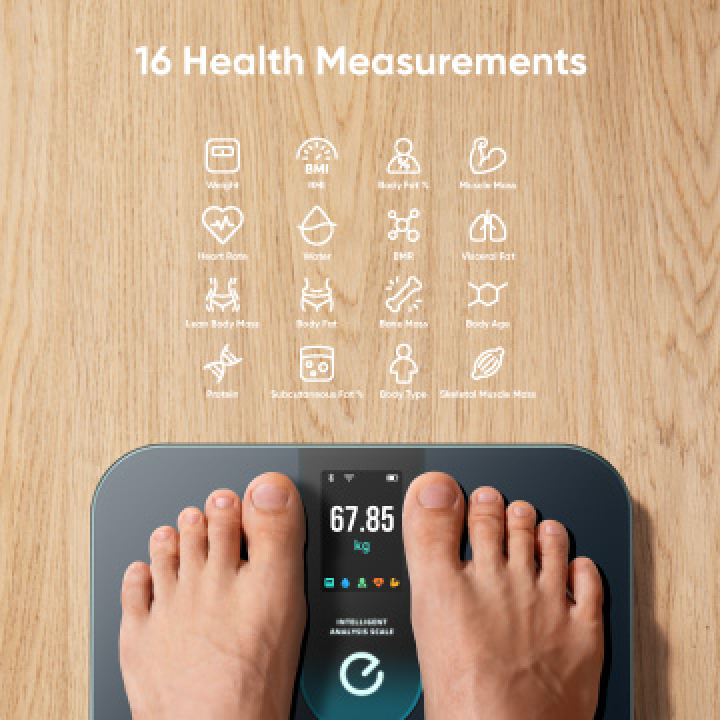 Wellue Smart Scale, 15 Body Composition Monitor, Bathroom BMI Scale with Bluetooth