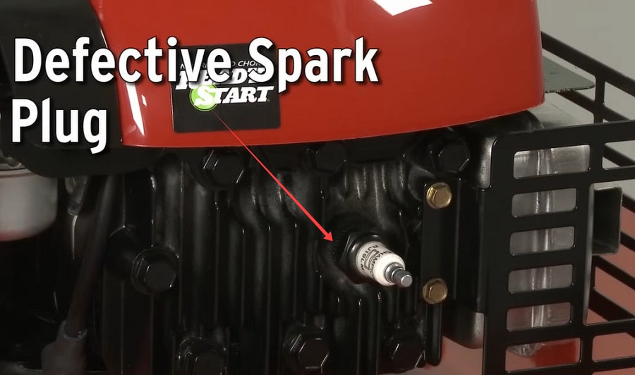 defective spark plug of a lawn mower