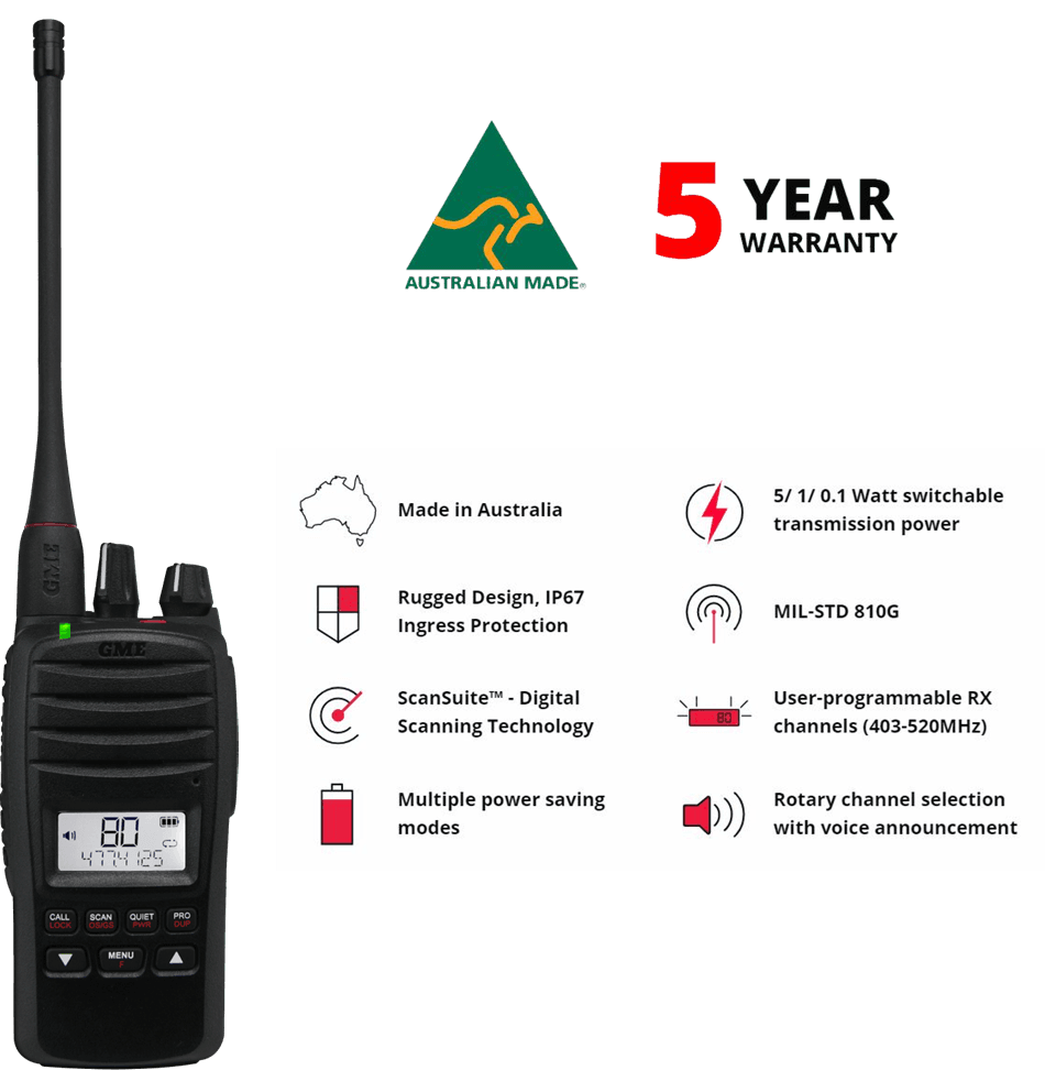 GME - TX6600S UHF Handheld Radio (Australian Made) – CAOS Gear