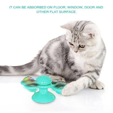 Cat Toys Windmill Funny Massage Rotatable Spinner Catnip Blue - petazaustralia