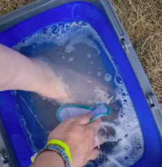 Having a wash at a festival