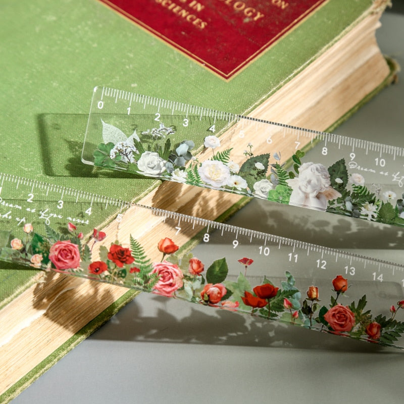 2 floral 15cm rulers - Stationery Island